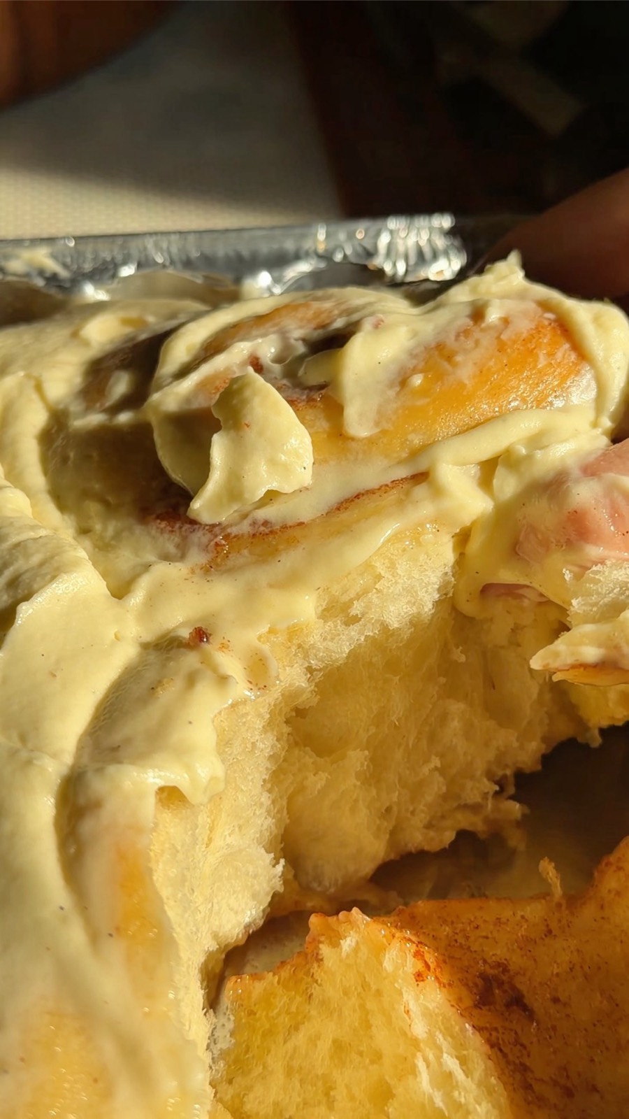 Sourdough cinnamon rolls with cream cheese frosting
